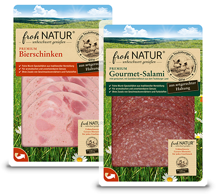 frohNatur Bierschinken & frohNatur Gourmet-Salami frohNatur Bierschinken & frohNatur Gourmet-Salami