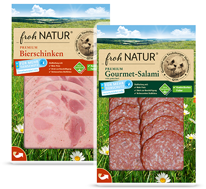 frohNatur Bierschinken & frohNatur Gourmet-Salami frohNatur Bierschinken & frohNatur Gourmet-Salami